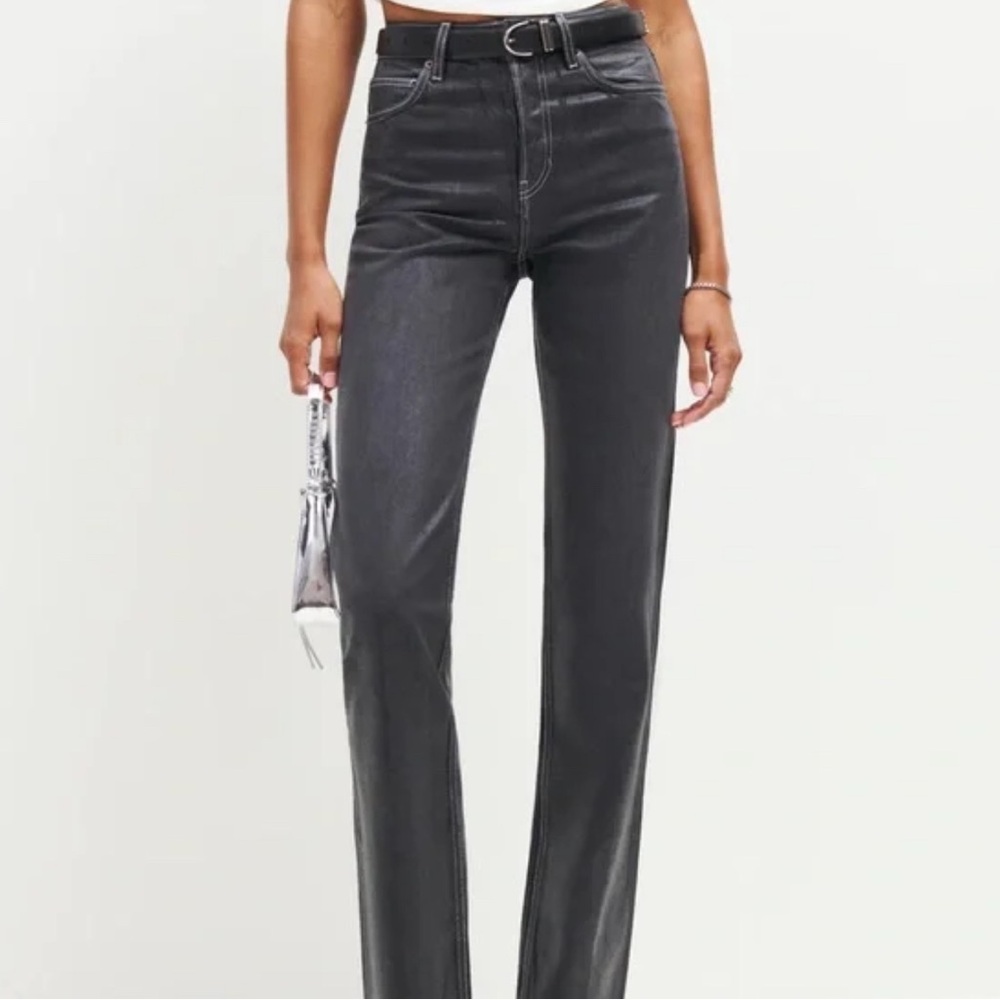Reformation Cynthia Black Gloss Jeans Size 24